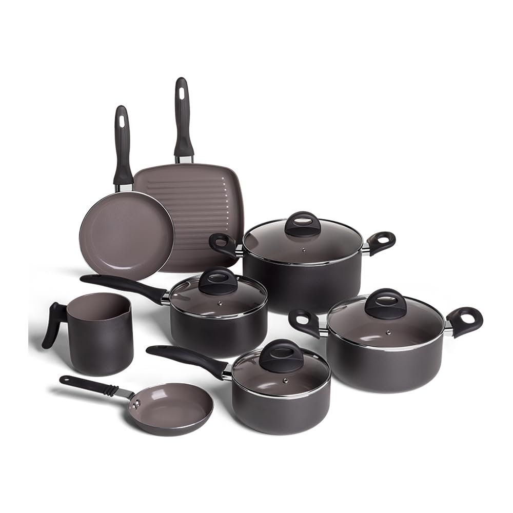 Jogo de Panelas Brinox Ceramic Life Smart Plus 8 Peças Preto