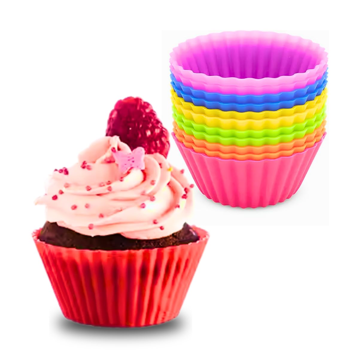 Kit 12 Formas de Silicone para Cupcake, Muffin e Air Fryer