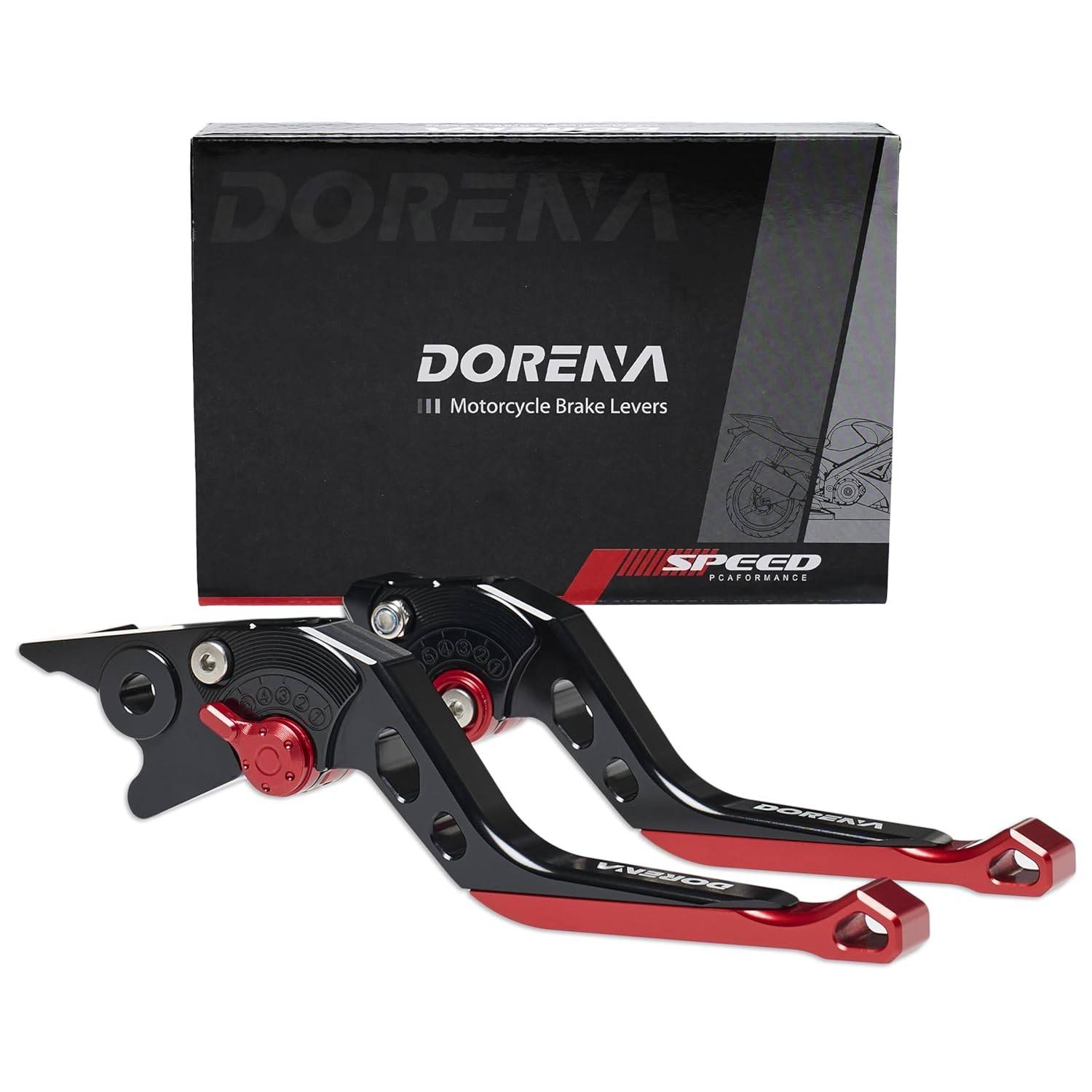 Alavancas de Freio e Embreagem DORENA Ajustáveis para Yamaha R3, R25, MT-03 e MT-25 (Preto/Vermelho)