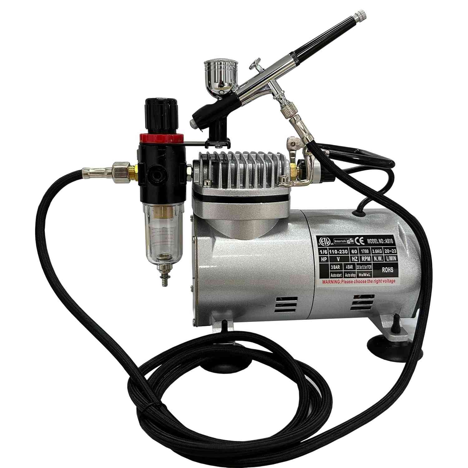 Kit Aerógrafo Profissional com Compressor Ação Dupla 0.3mm - Arte, Confeitaria, Bronzeamento e Mais!