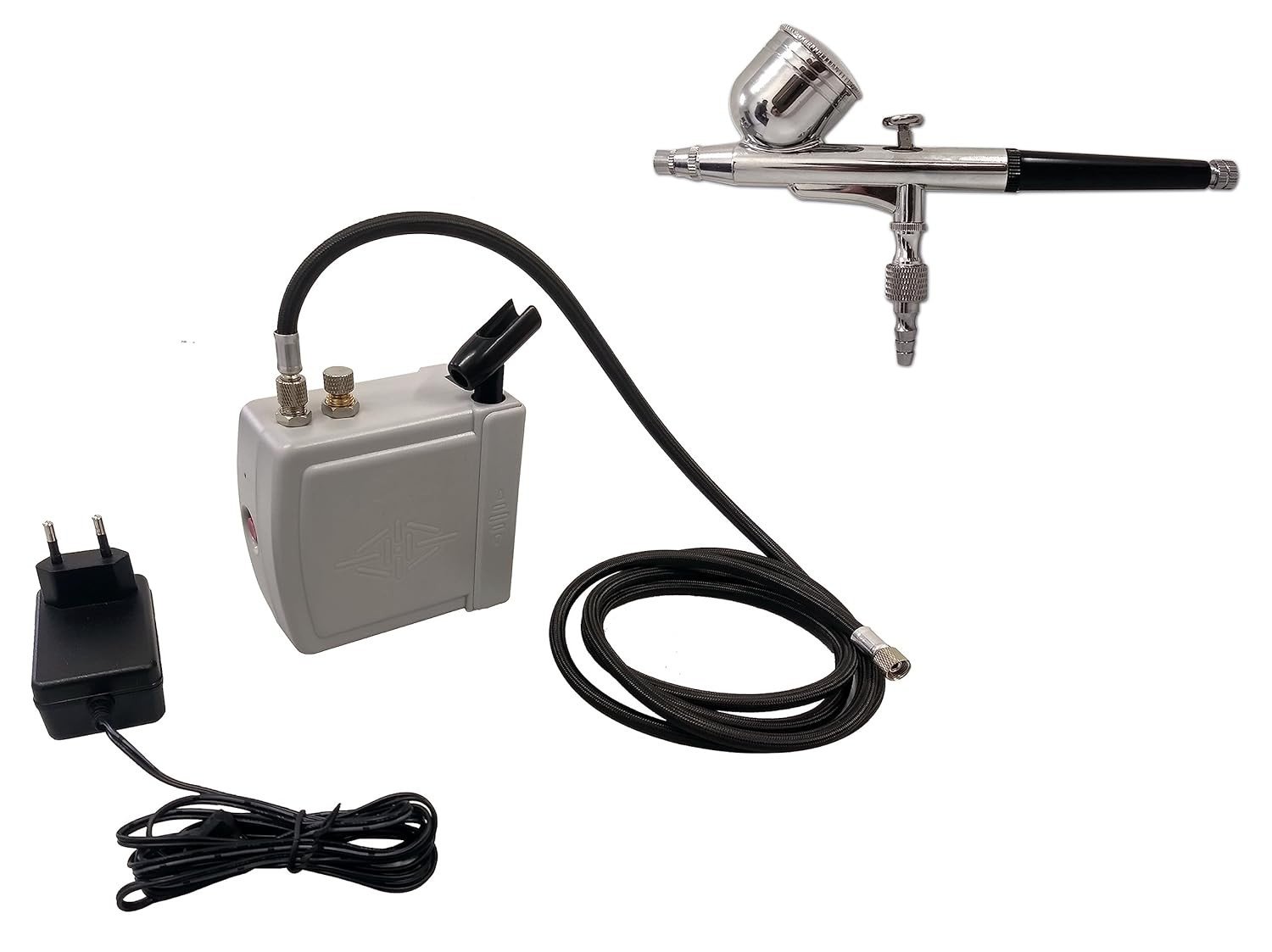 Kit Aerografia ONETOOLS: Mini Compressor + Aerógrafo 0.3mm Copo Fixo - Precisão e Versatilidade para Suas Criações!