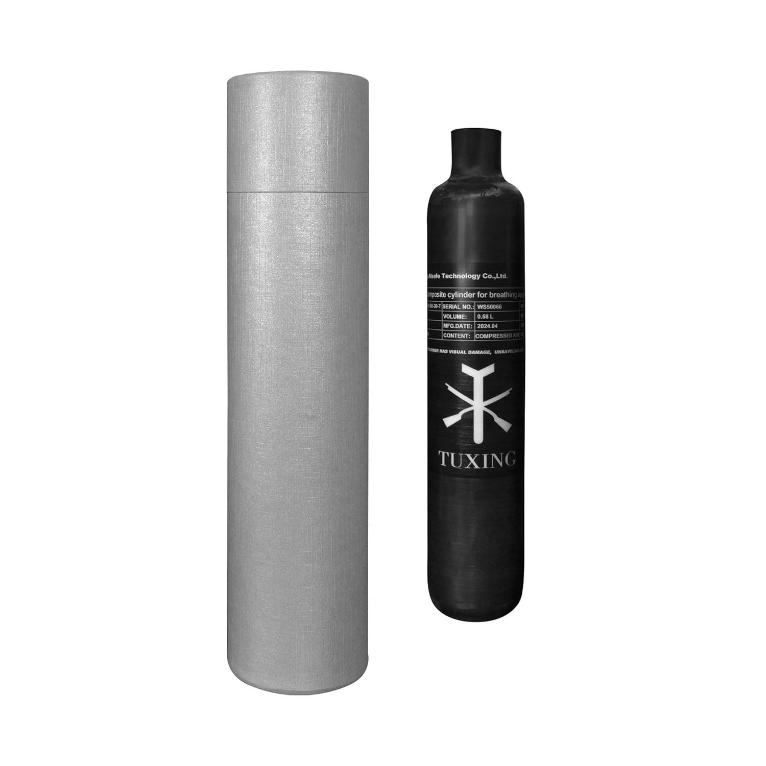 Cilindro de Fibra de Carbono TUXING 4500Psi 0.58L - Potência e Segurança para seu Rifle PCP e Paintball