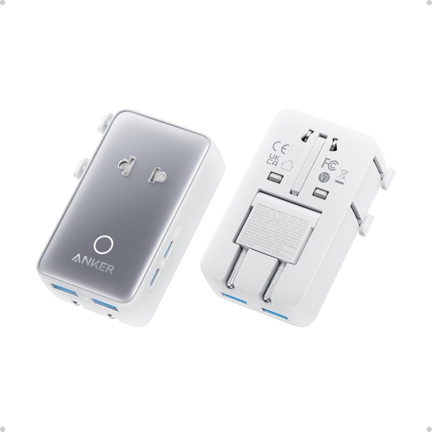 Anker Nano Adaptador de Viagem 5 em 1: Carregue Tudo em Qualquer Lugar!