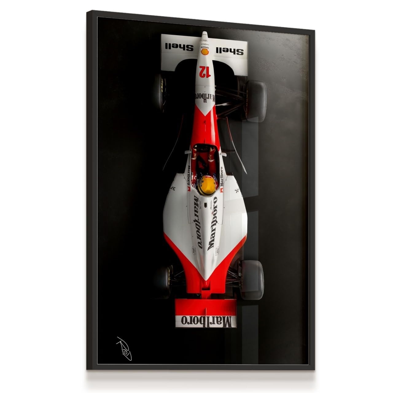 Quadro Decorativo Fórmula 1 Carro Art - Design Assinado 43x63cm com Moldura Preta e Vidro