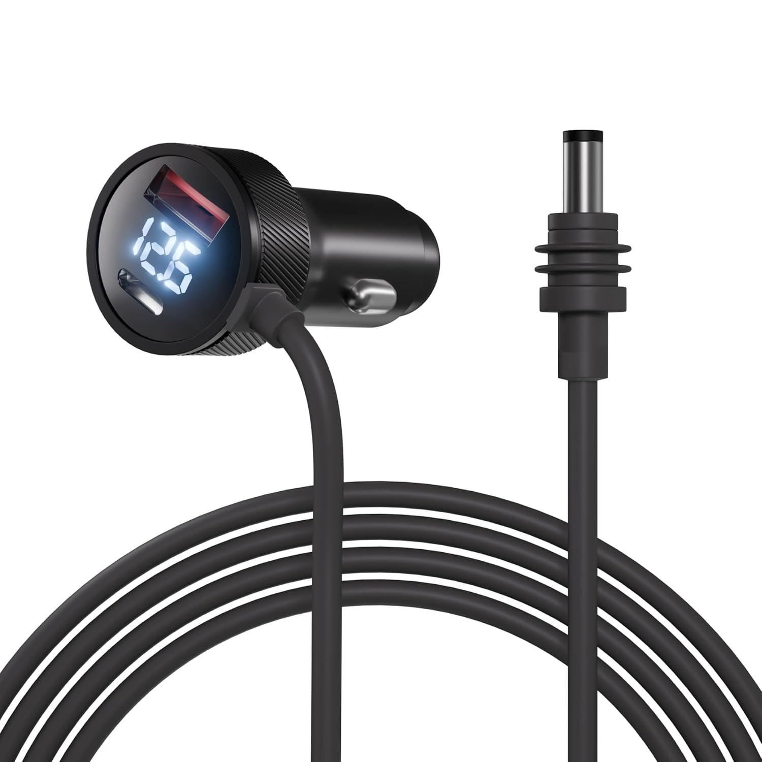 RVMARINEPAT Cabo 3 em 1 Starlink Mini: Potência DC 100W, Carregador Carro USB-C PD/QC e Monitor LED