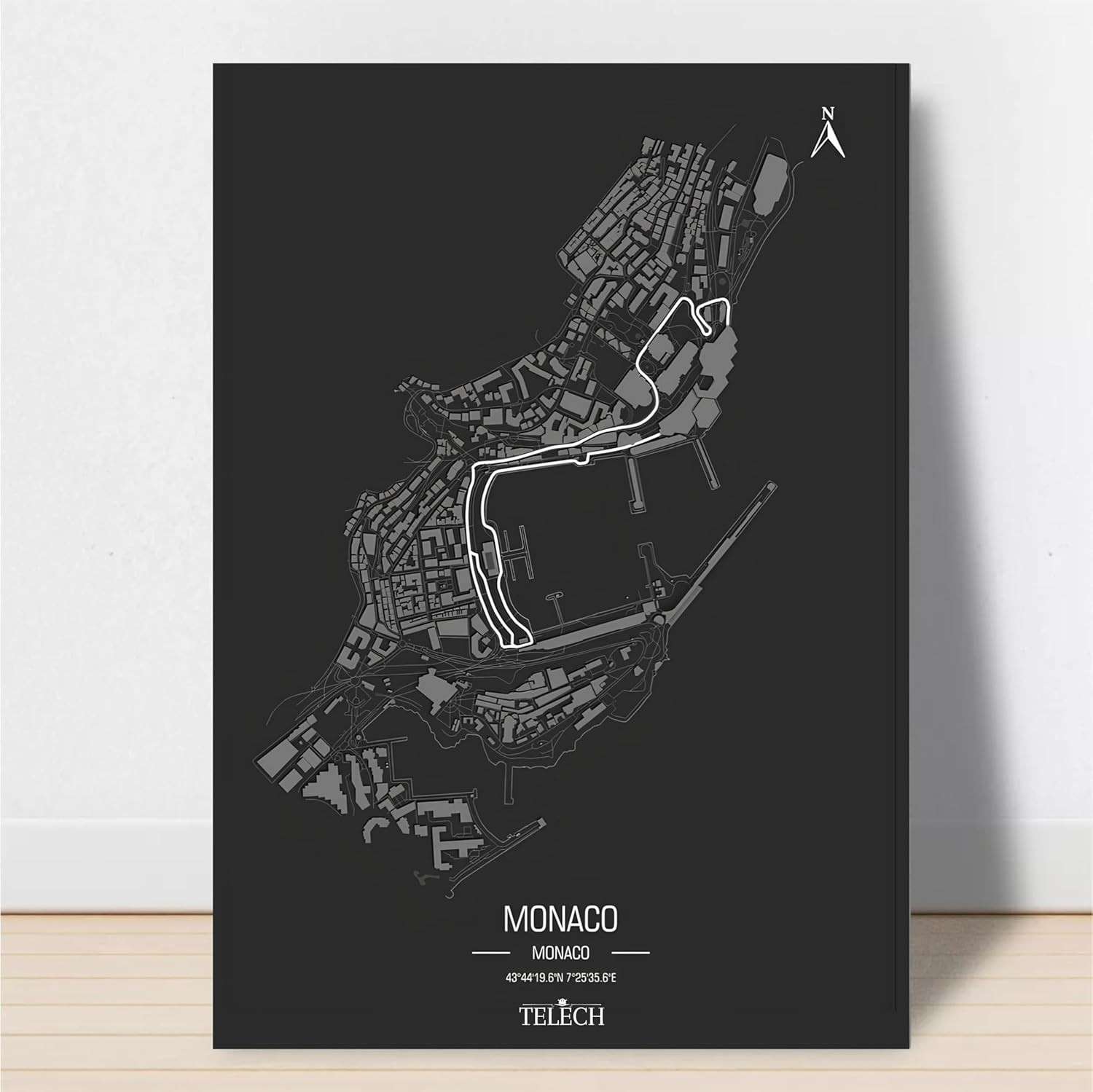 Quadro Decorativo Circuito Mônaco - Pista de Fórmula 1 (28x20cm) | Decoração para Fãs de Corrida