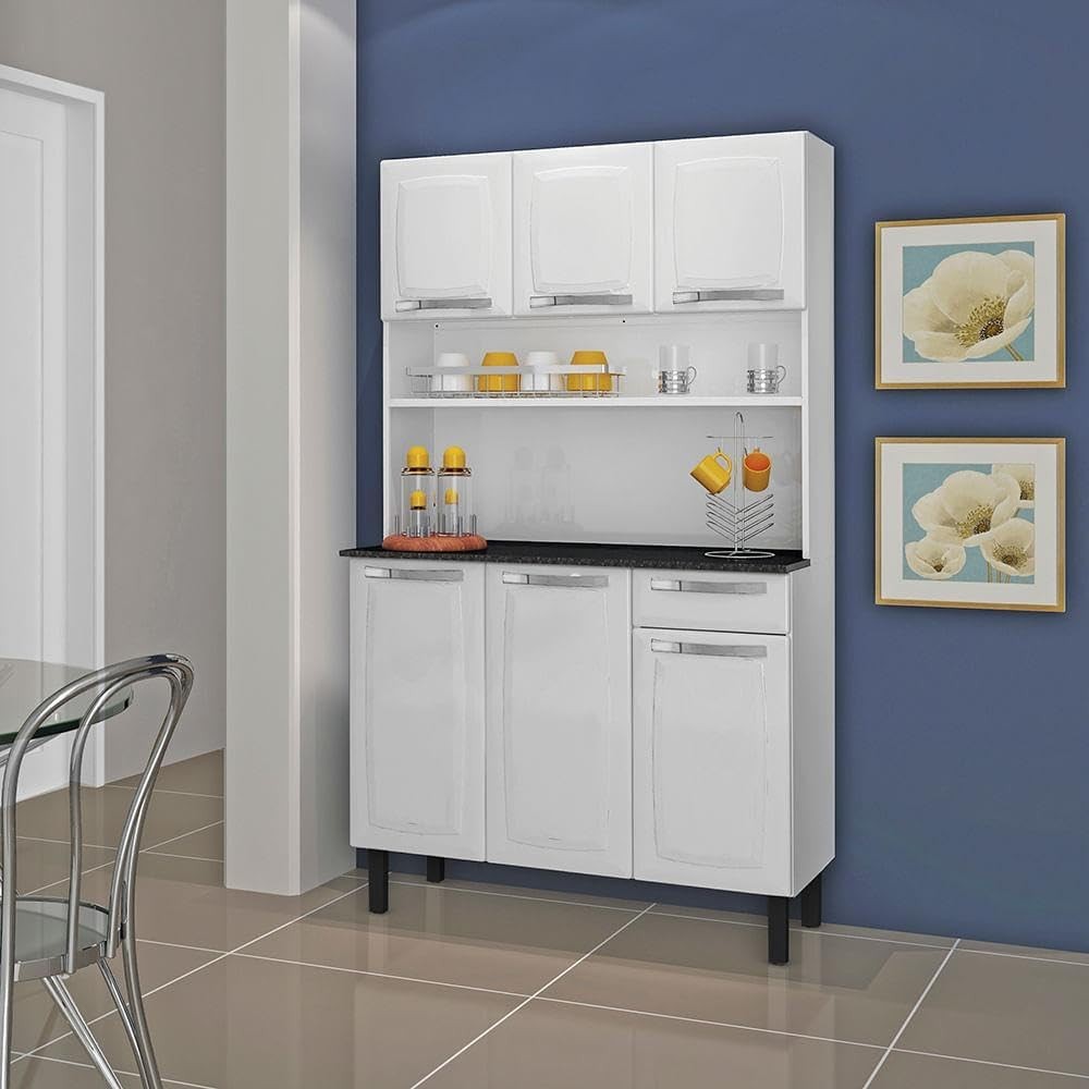 Cozinha Compacta Itatiaia Rose 6 Portas e 1 Gaveta em Aço Branco Neve - Design Moderno e Resistente