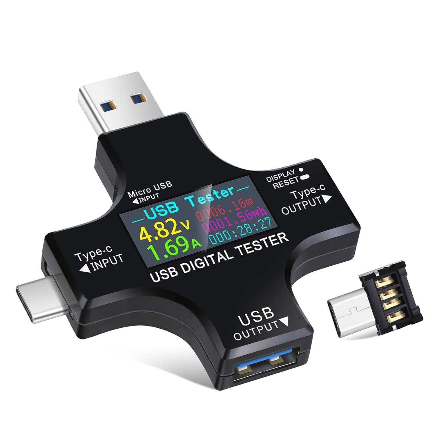 Testador USB-C Multímetro Digital LCD Colorido 2 em 1: Monitore Tensão, Corrente e Mais!