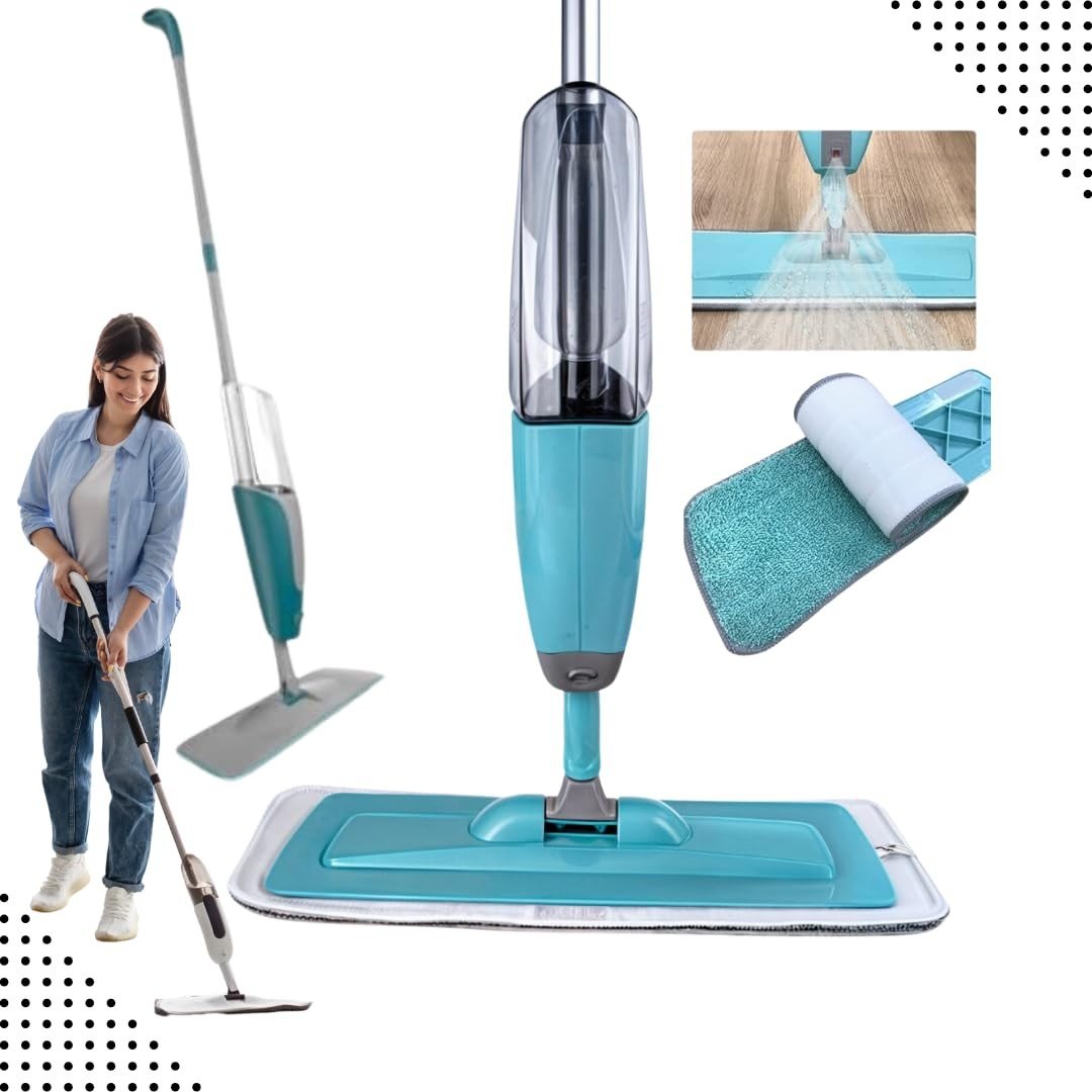Mop Spray 3 em 1 com Reservatório 400ml - Esfregão Giratório com Pulverizador para Limpeza Rápida e Eficiente