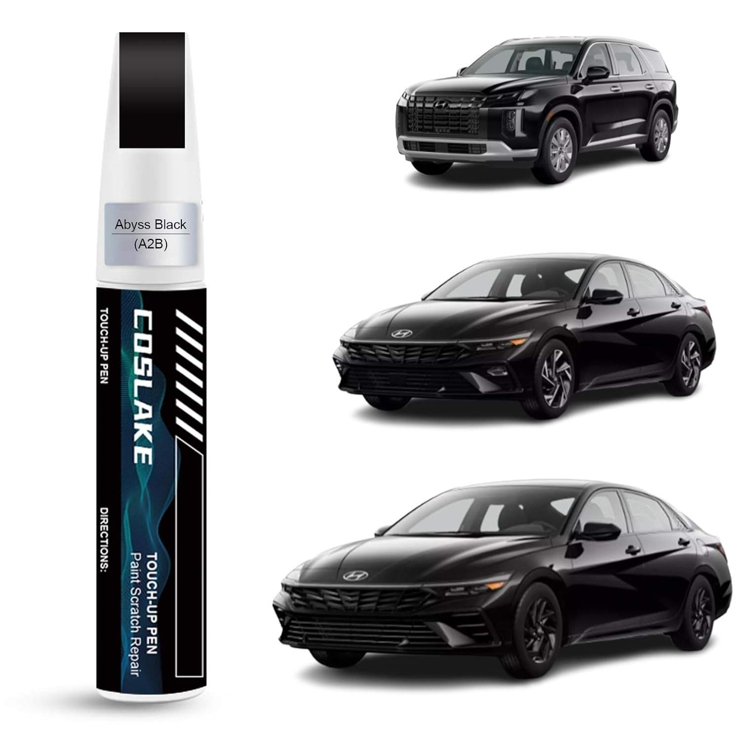 Tinta de Retoque para Carro Abyss Black/Onyx Black A2B - Kit Reparo de Arranhões Hyundai 2 em 1