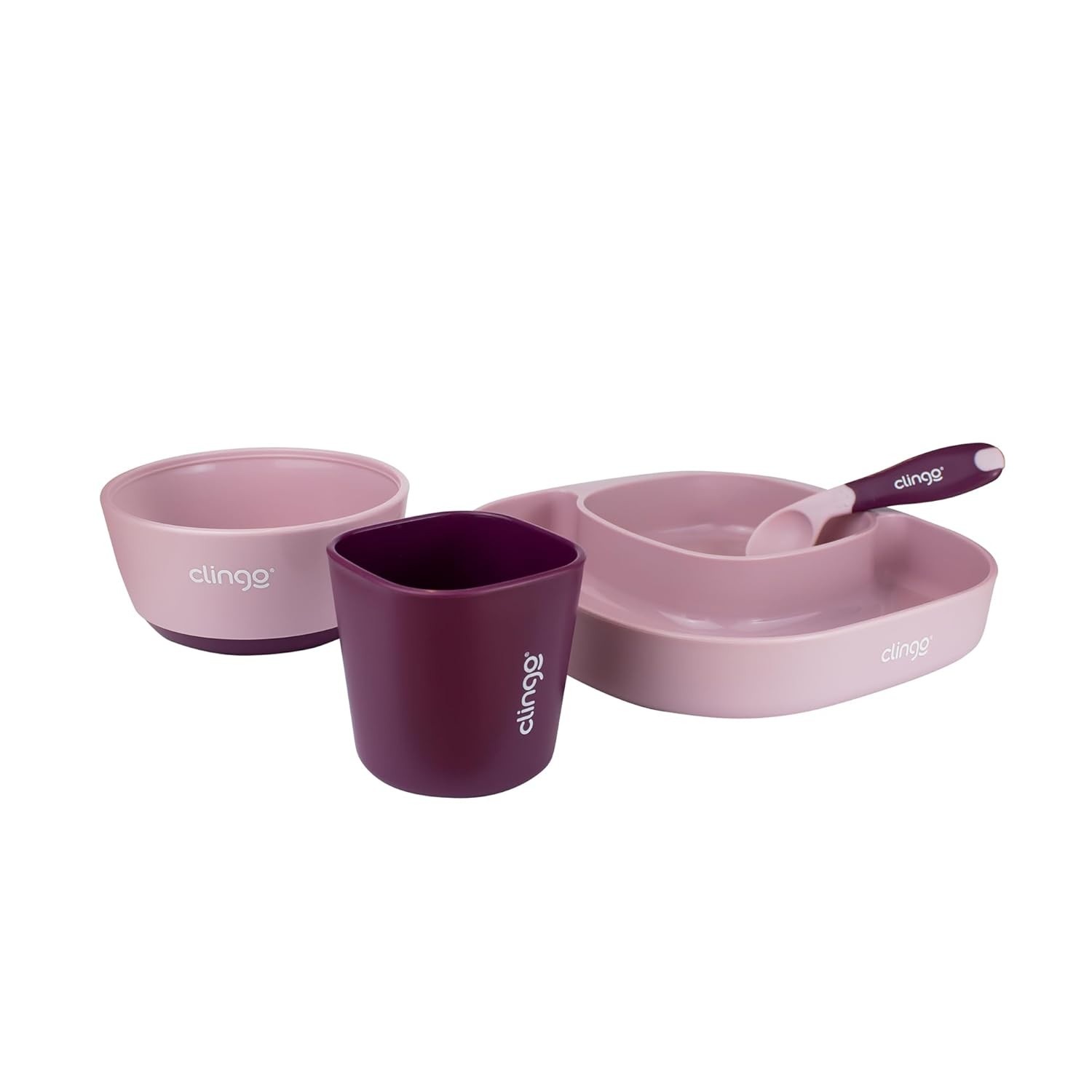 Kit Alimentação 4 em 1 Rosa com Colher Termossensível - Segurança e Praticidade para Bebês
