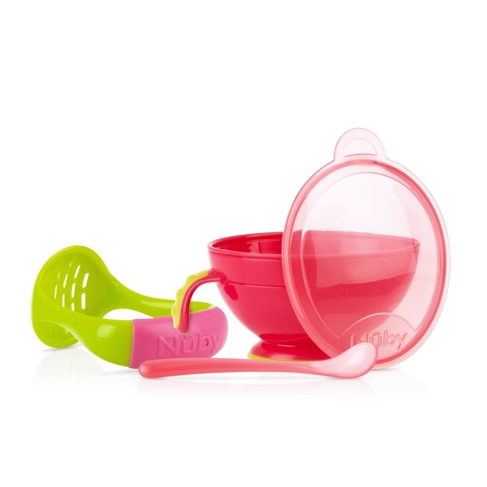 Nûby Preparador de Papinhas Vermelho - Sistema 3 em 1 para Alimentação Saudável do Bebê