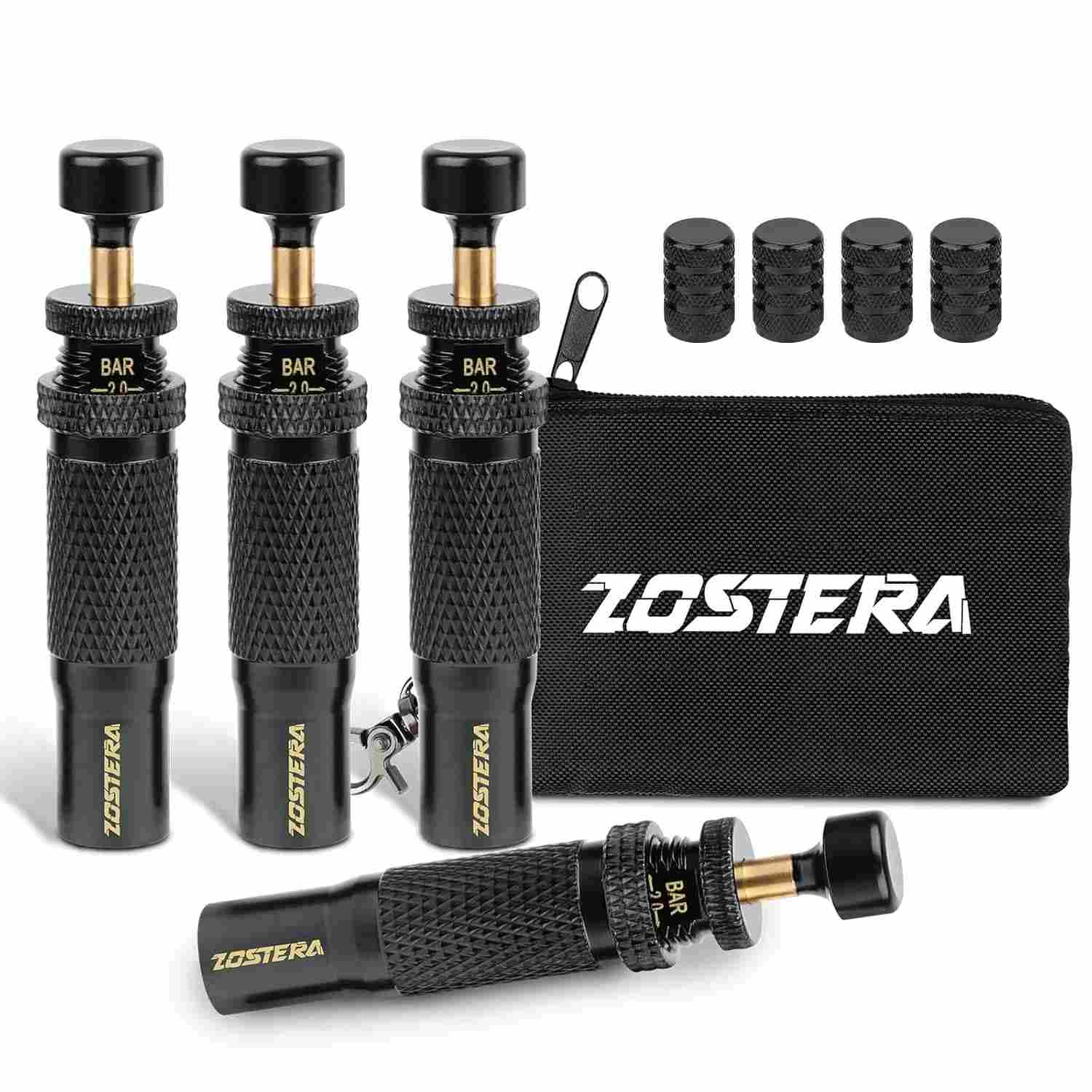 Kit Válvula Deflator Pneu Zostera 4 Peças - Ajustável 10-30 PSI para Off-Road 4x4