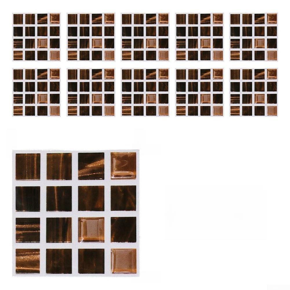 Adesivos de Mosaico Autoadesivos Impermeáveis para Banheiro e Cozinha - 10 Peças