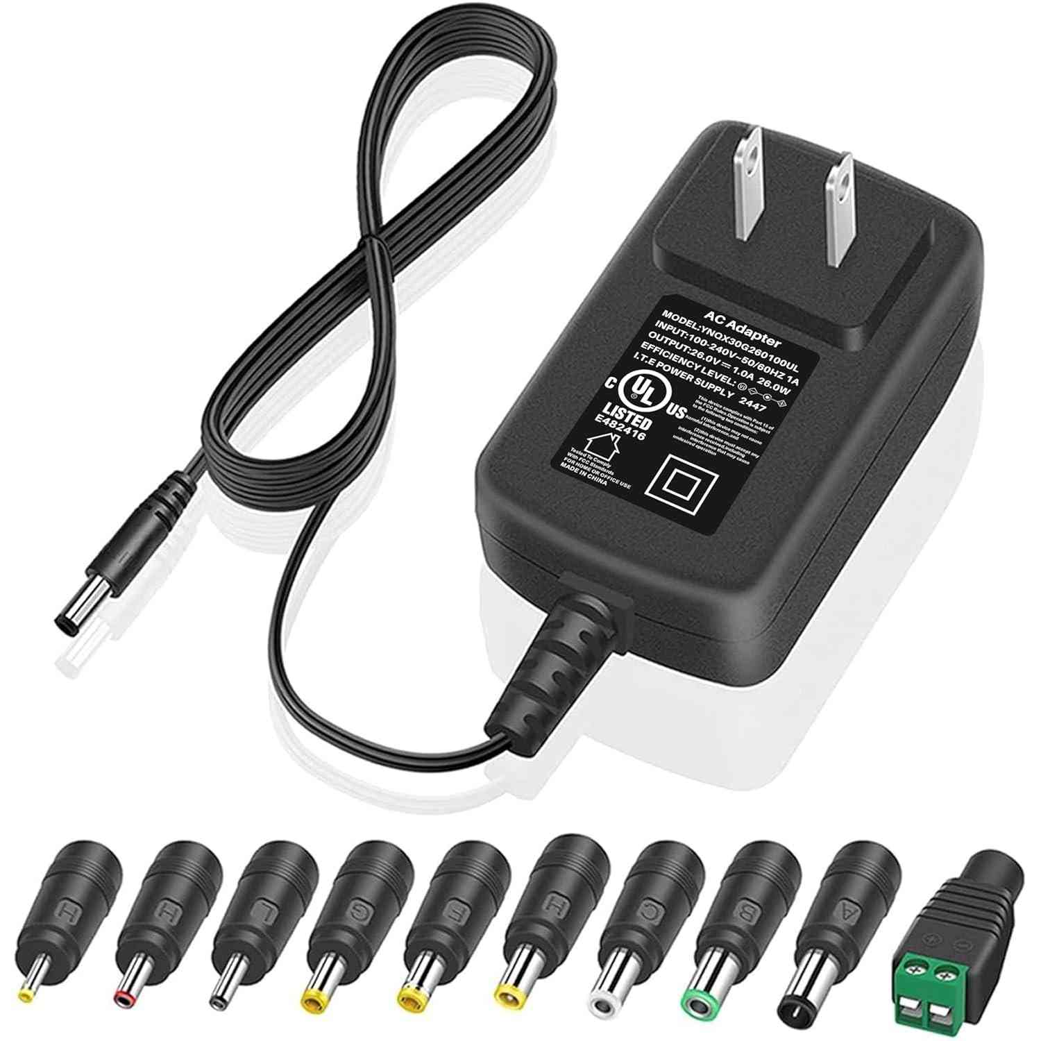 Fonte de Alimentação Universal 26V 1A 26W com 10 Pontas - Compatível com Roteadores, Scanners e Mais (UL Listado)