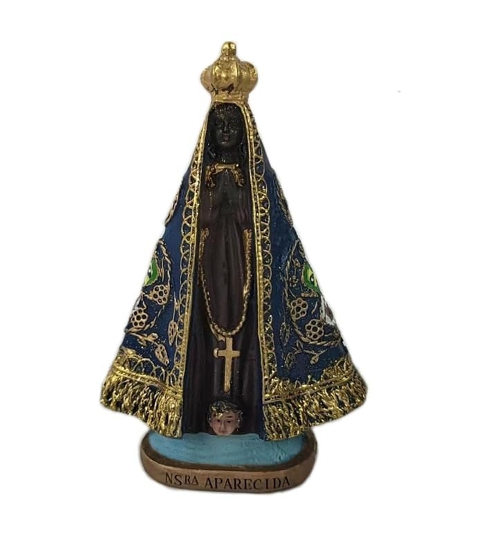 Imagem Nossa Senhora Aparecida 10 cm - Resina Premium para Decoração Religiosa