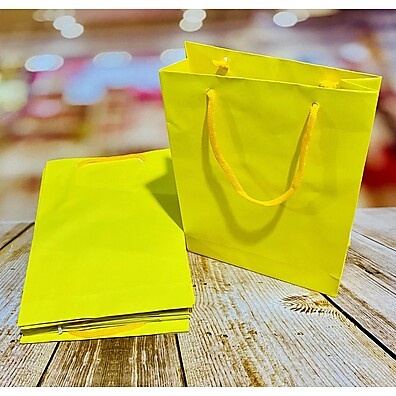 10 Sacolas de Papel Amarelas para Presente e Festa