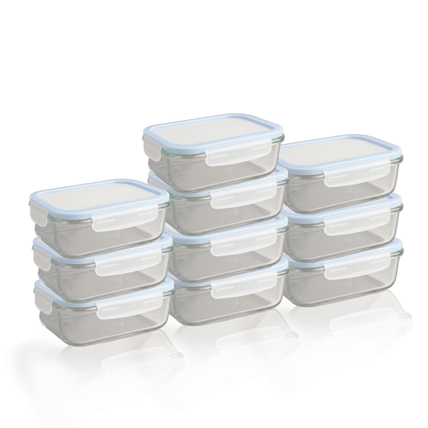 Conjunto 10 Potes de Vidro 640ml com Tampa Hermética - Ideal para Refeições e Organização