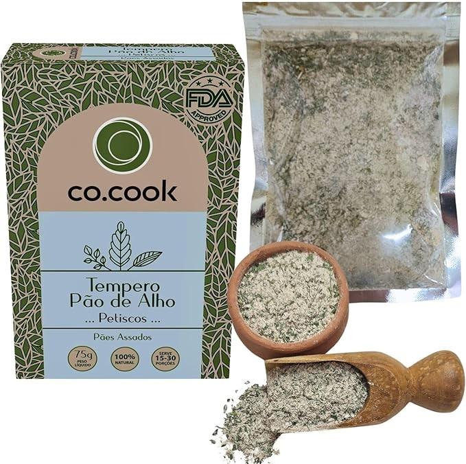 CoCook Tempero 100% Natural Pão de Alho Petiscos 75g Ideal para Churrasco, Festas Zero Glúten, Zero Lactose, Zero Conservantes, Zero Corantes, Zero Sódio - Rende até 30 porções