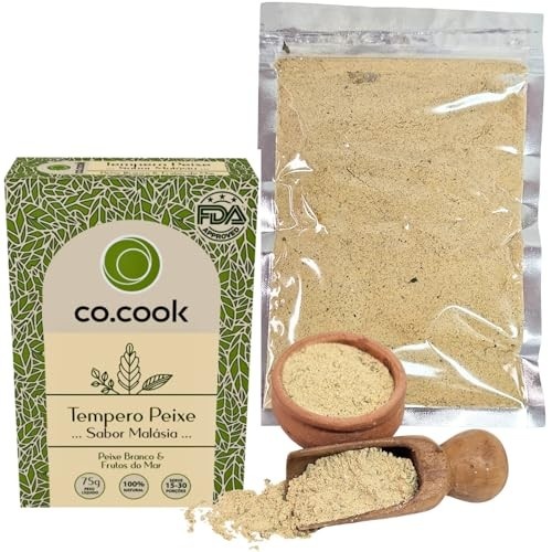CoCook Tempero Ásia 100% Natural Peixe Sabor Malásia 75g Ideal para Peixe Branco, Frutos do Mar, Camarão, Polvo, Siri, Lagosta, Ostras, Caranguejos Zero Glúten, Zero Lactose, Zero Conservantes, Zero Corantes, Zero Sódio - Rende até 30 porções