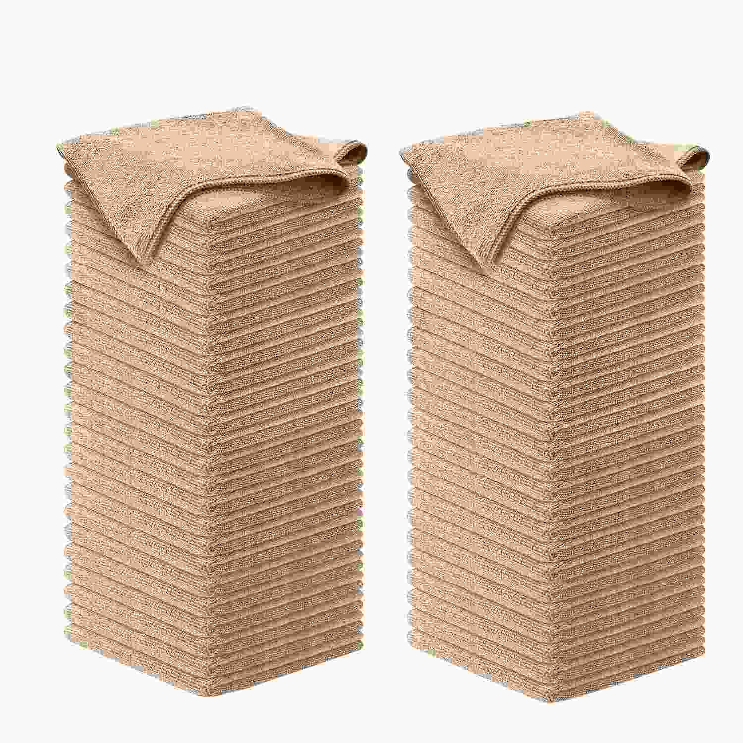 Pano de Microfibra USANOOKS Bege 100 Peças: Limpeza Profissional 1200 Lavagens | Brilho Espelhado Sem Riscos