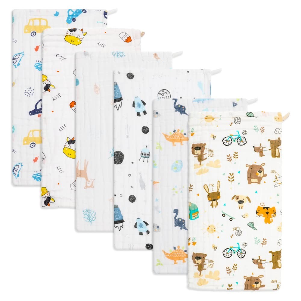 Norinori Baby Burp Cloth – Toalhas de Arroto 100% Algodão Orgânico, Pacote com 5 Unidades, Macias e Absorventes