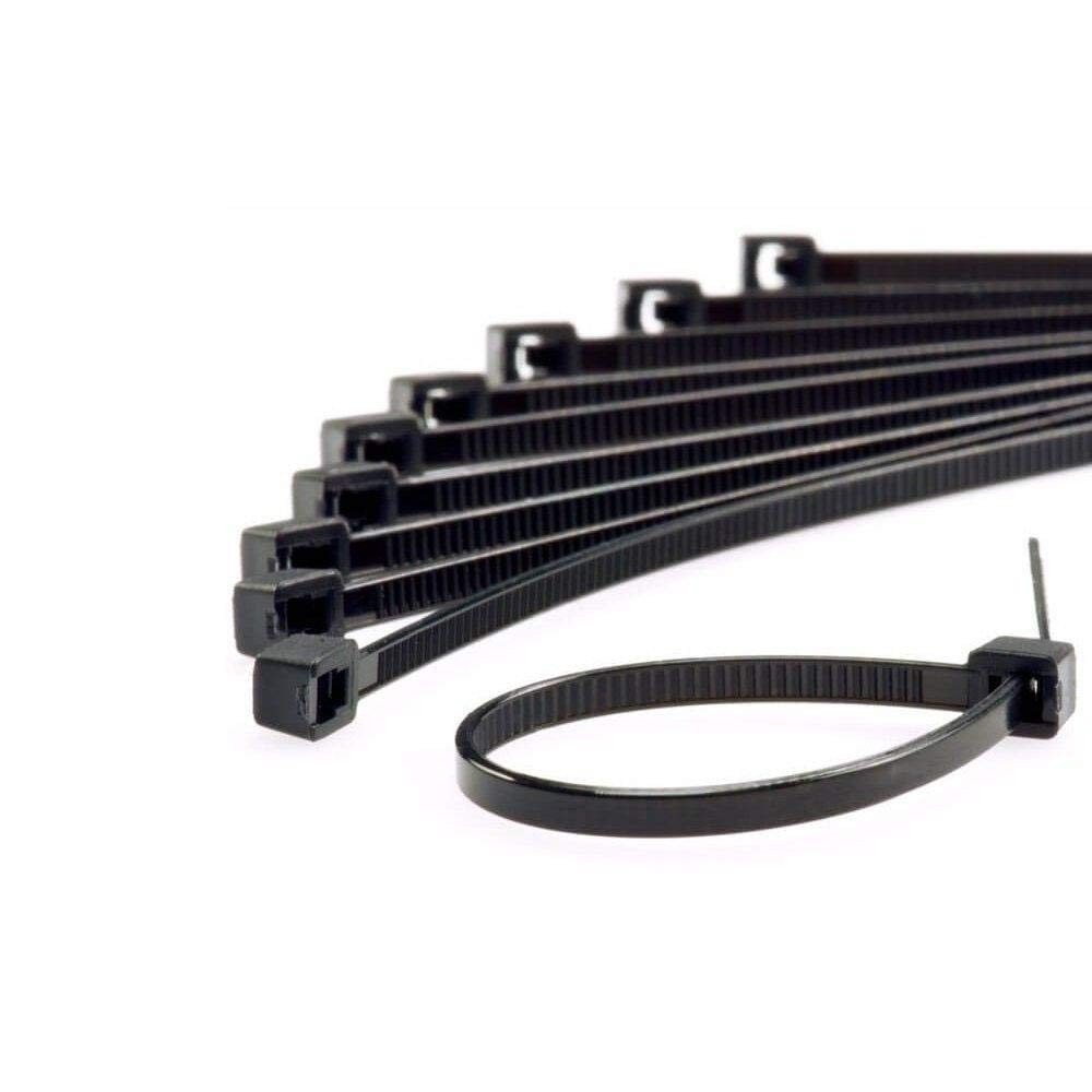 Abraçadeira de Nylon Force Line 3.6mm x 200mm Preta - Kit com 100 Unidades