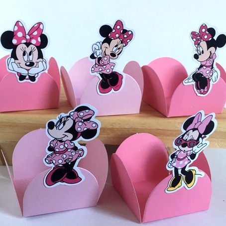 100 Forminhas Minnie Rosa com Apliques Fáceis de Montar