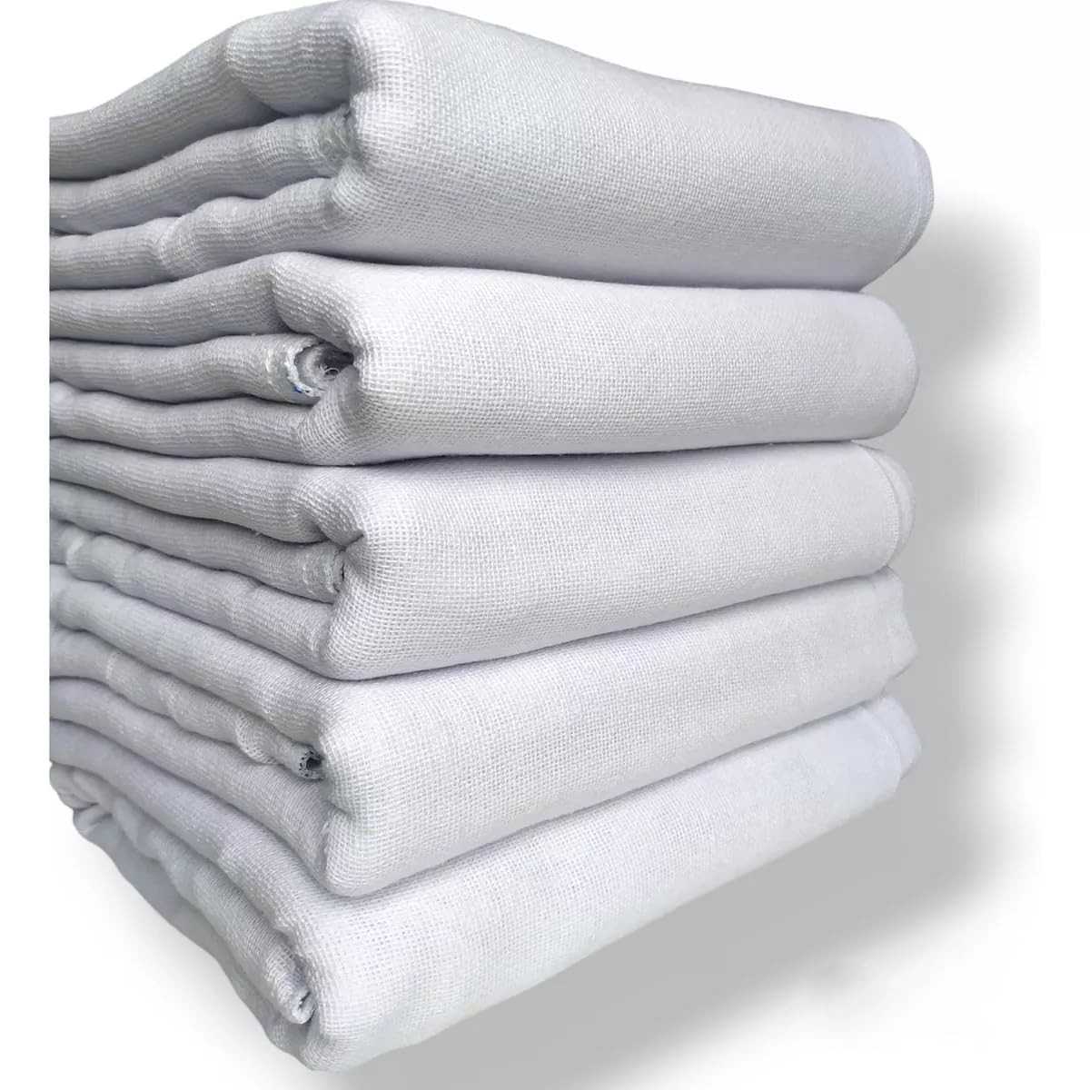Kit 10 Panos de Chão Extra Grande 50x80cm Premium em Algodão 100% - Malha Dupla Saco Branco