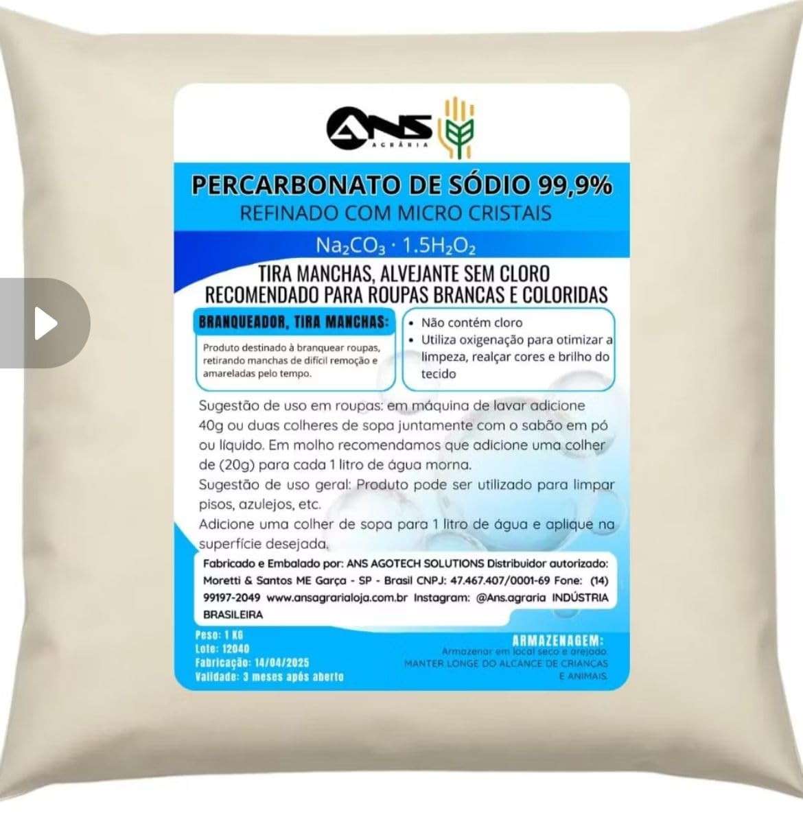 Percarbonato de Sódio 100% Puro - Limpeza Profunda e Multiuso com Oxi Ativo