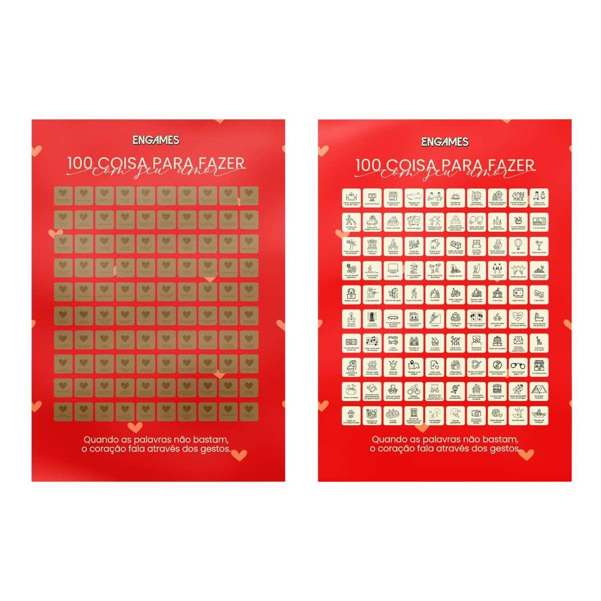 Pôster Raspadinha 100 Momentos Casal - Experiências Românticas Personalizadas para Namorados