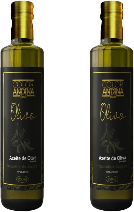 azeite de oliva 2 unidades extra virgem color andina 100% puro 250ml