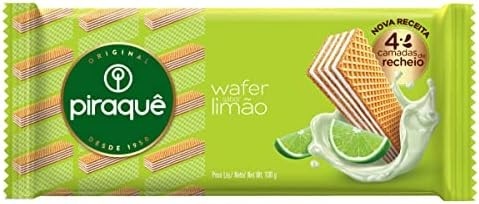 Piraquê Biscoito Wafer Recheio Limão Pacote 100G