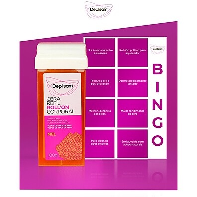 Depilação Sem Dor: Cera Roll-On Depilsam Mel 100G