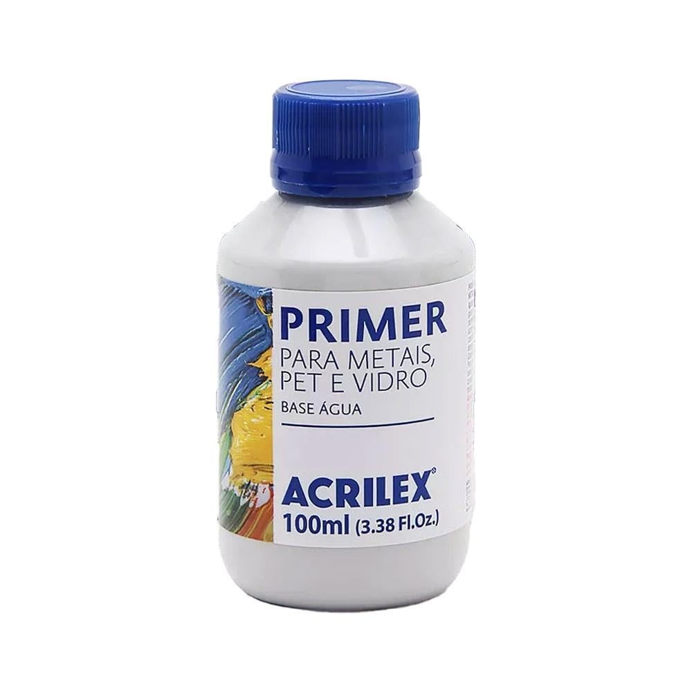 Primer para Metais PET e Vidros Cinza Acrilex 100ml - Proteção Contra Ferrugem