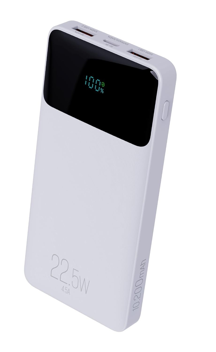 Power Bank ELG 10200mAh Branco: Carga Rápida Universal com Display Inteligente