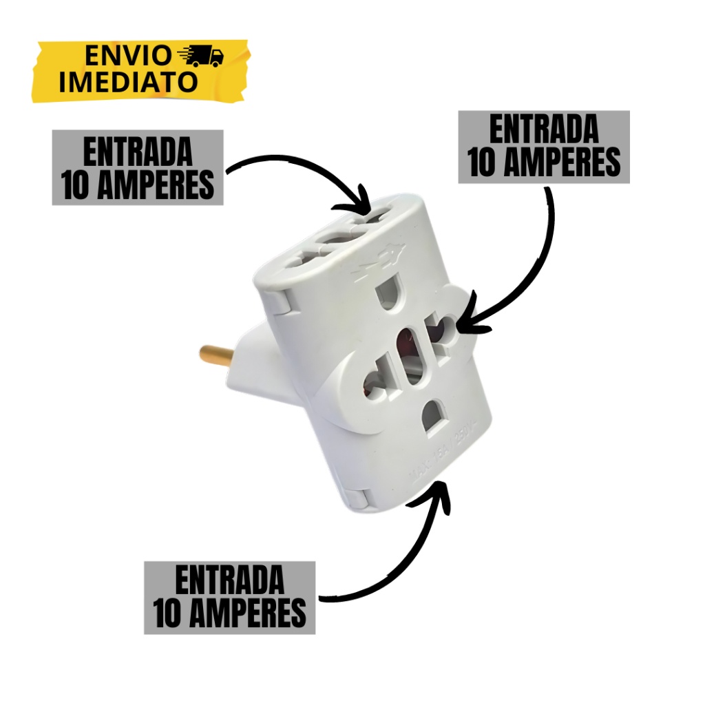 Adaptador T Benjamin: 10 Unidades, 3 Tomadas e 10A