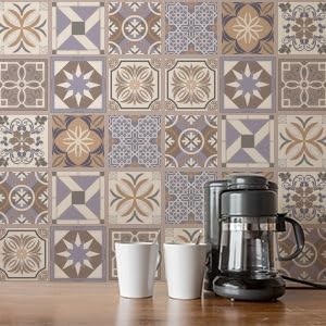 Adesivo de Azulejo Cozinha Português Lavanda 10x10 cm | 50 Unidades | Transforme sua Cozinha com Estilo Rústico Elegante
