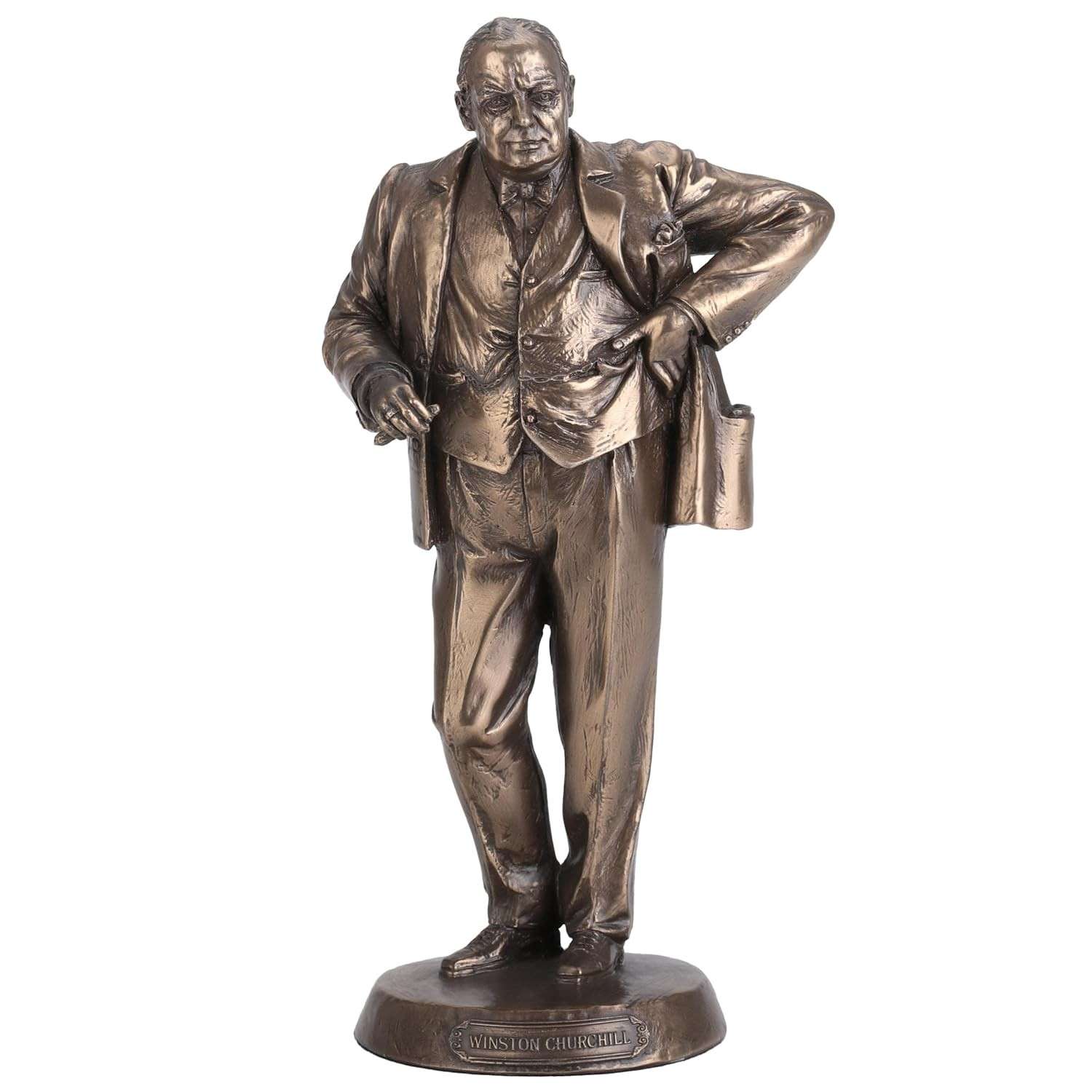 Estátua de Winston Churchill em Bronze - Resina de Alta Qualidade - 10x8x20cm