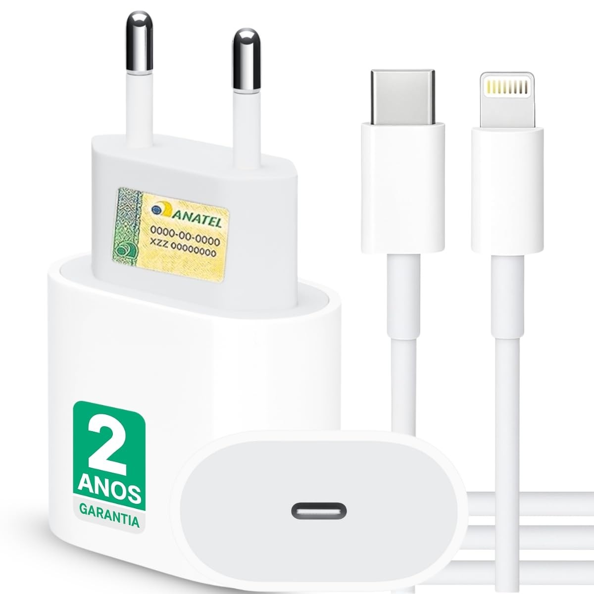 Carregador Turbo 25W USB-C p/ iPhone X, 11, 12, 13, 14, SE - Cabo Lightning Reforçado e Fonte Ultra Rápida UTBX®
