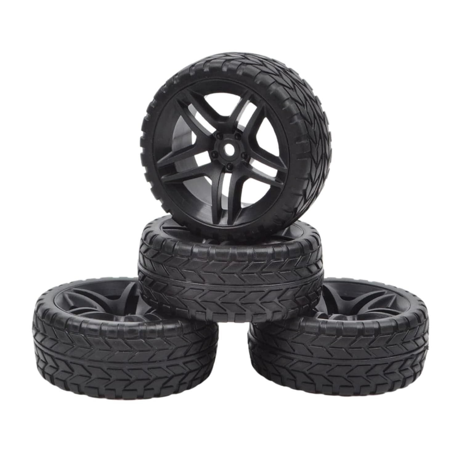 Conjunto de 4 Pneus de Borracha TT-02 1:10: Tração e Durabilidade para seu RC