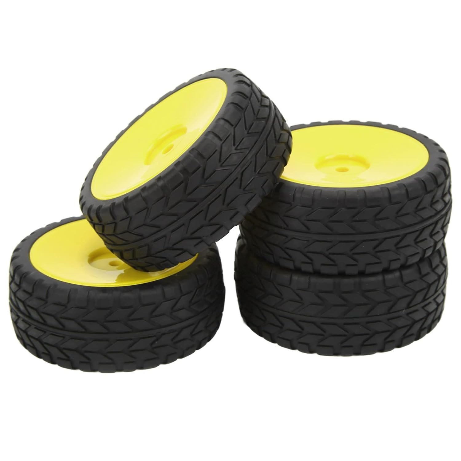 Pneus de Borracha Domary para Carros Esportivos 1/10: Grip Superior e Durabilidade (Amarelo)