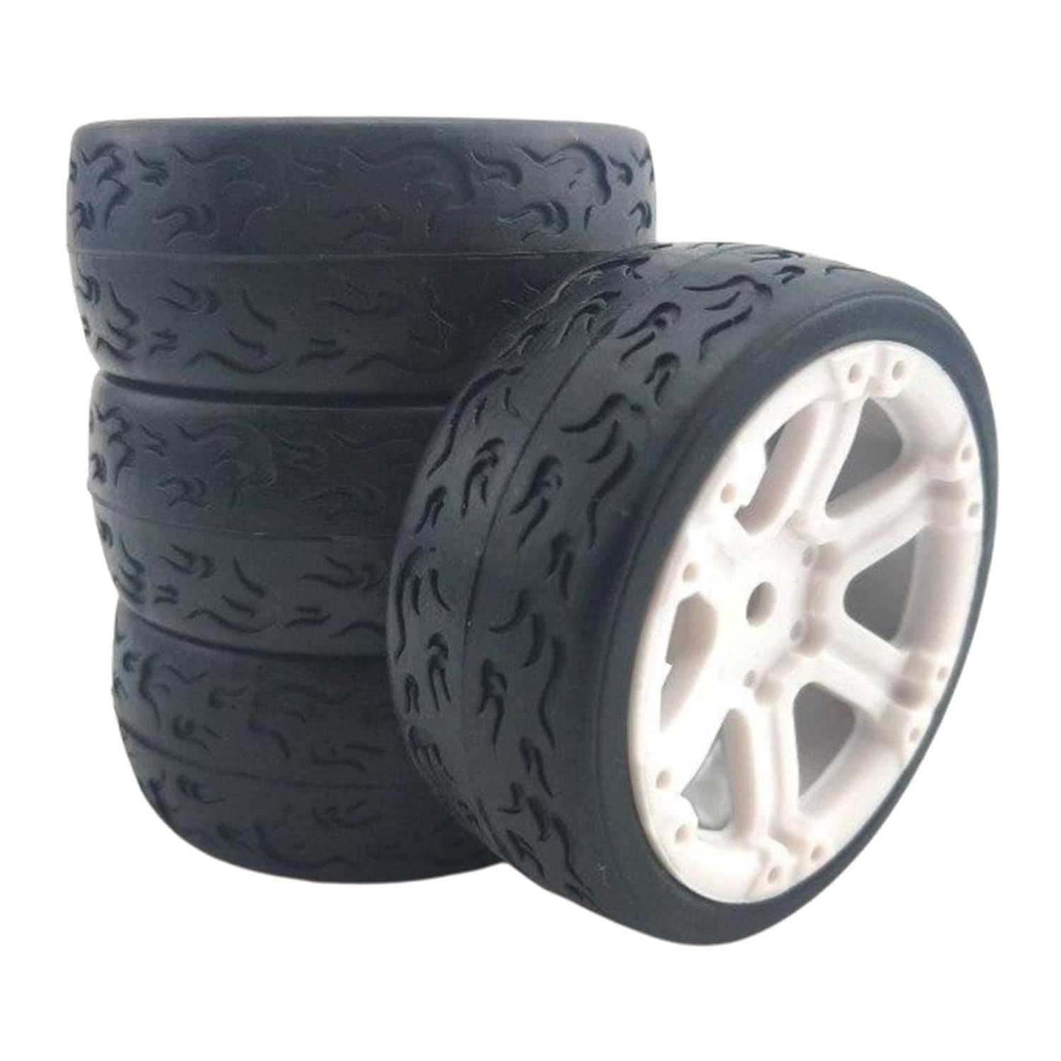 4 Pneus RC 1:10 para TT01/TT02 - Tração Superior e Durabilidade em Preto e Branco