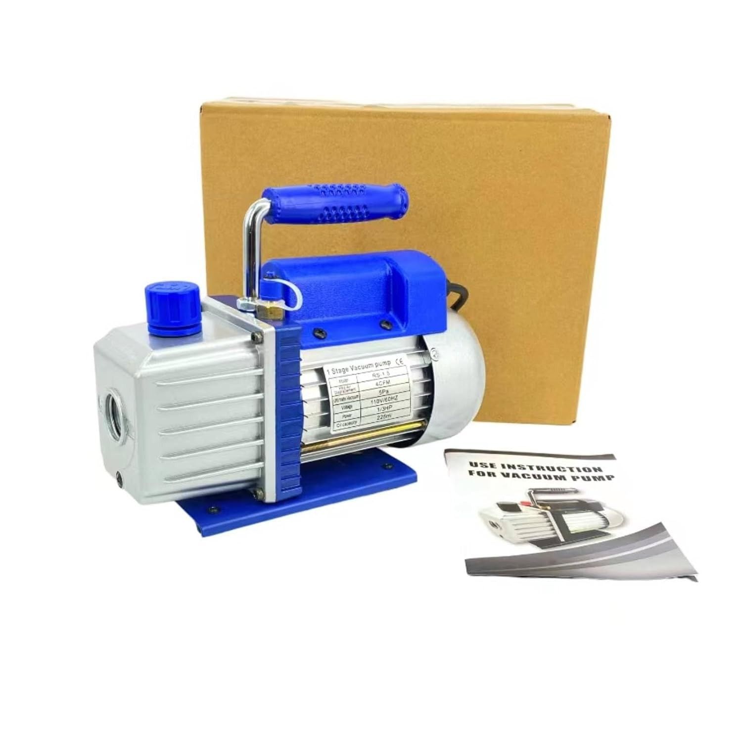 Bomba de Vácuo Rotativa 4CFM 5Pa 1/3HP - Dupla Voltagem 110V/220V com Motor de Cobre Puro para HVAC e Refrigeração