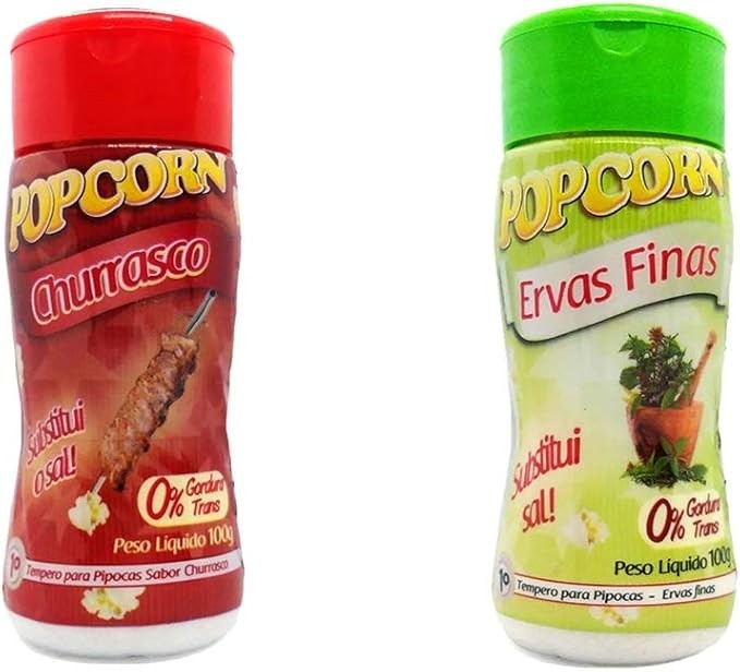 Temperos P/ Pipoca Popcorn Cx 24 Frascos. 12 Churrasco - 12 Ervas Finas