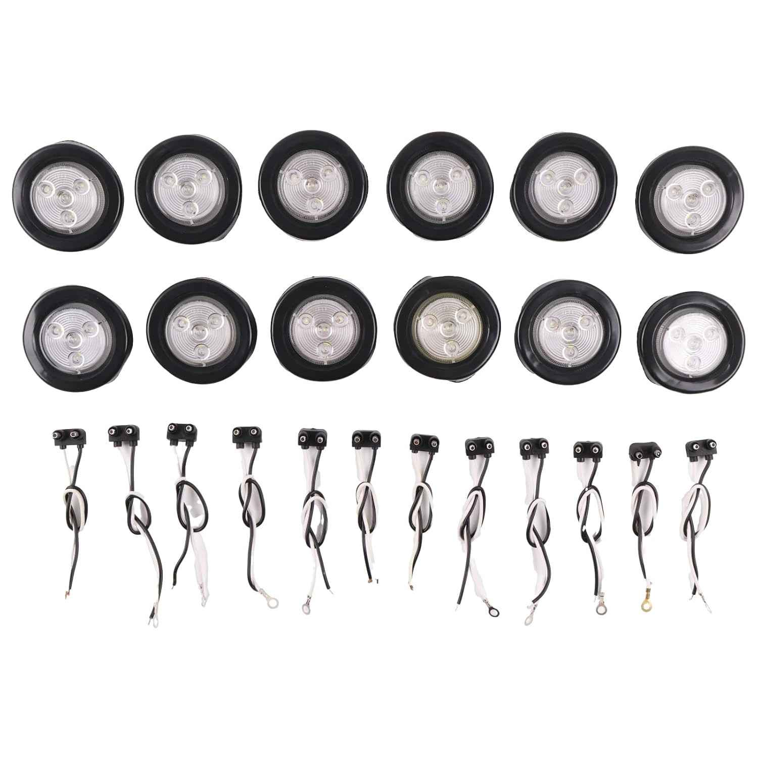 12 Luzes de Freio Traseiras Redondas 5cm - 4 LEDs Potentes e Duráveis para Reboques e Caminhões