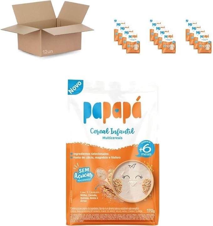Kit 12 Cereal Multicereais Milho, Cevada, Aveia e Arroz 170g - Papapá