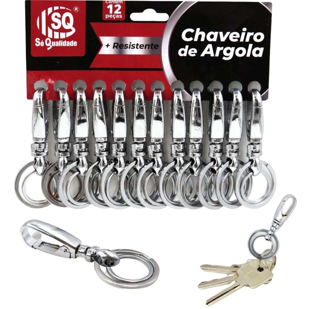 12 Chaveiros Argola Dupla Resistente – Organizador de Chaves Estiloso