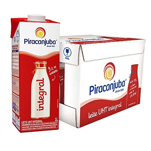 Leite Integral Piracanjuba Pack com 12 unidades de 1L