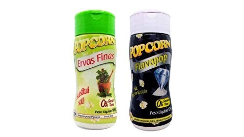 Temperos P/ Pipoca Popcorn Cx 12 Frascos. 6 Ervas Finas - 6 Flavapop Sal Micronizado Manteiga